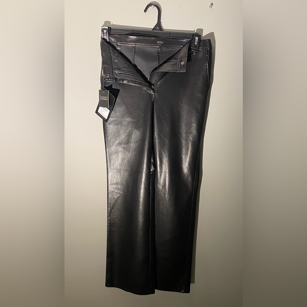 SICILY- vegan leather straight leg pant